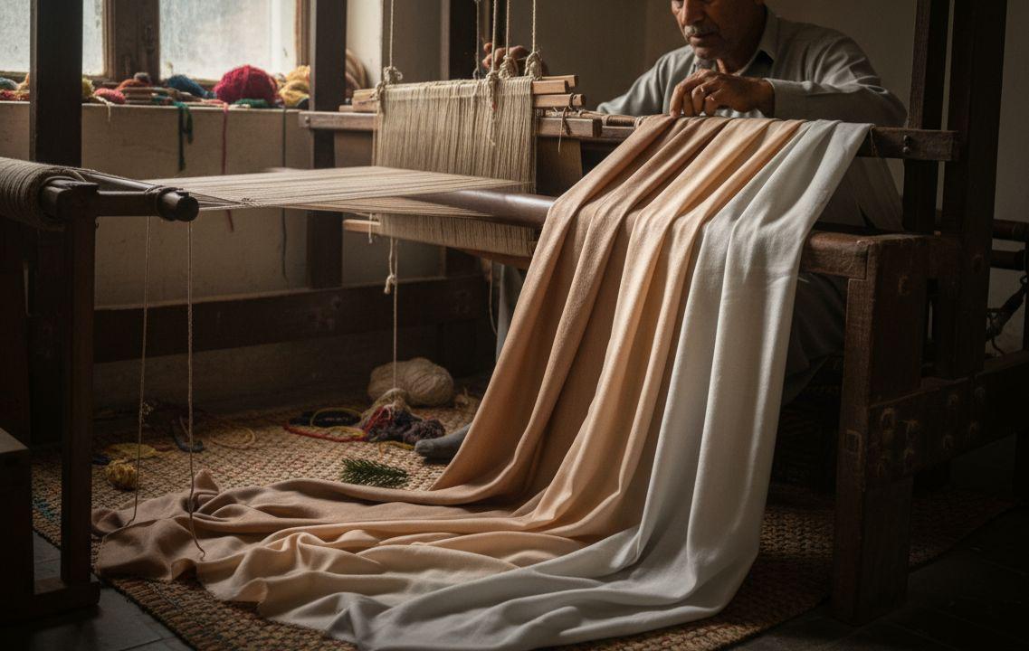 Master weaver at traditional loom